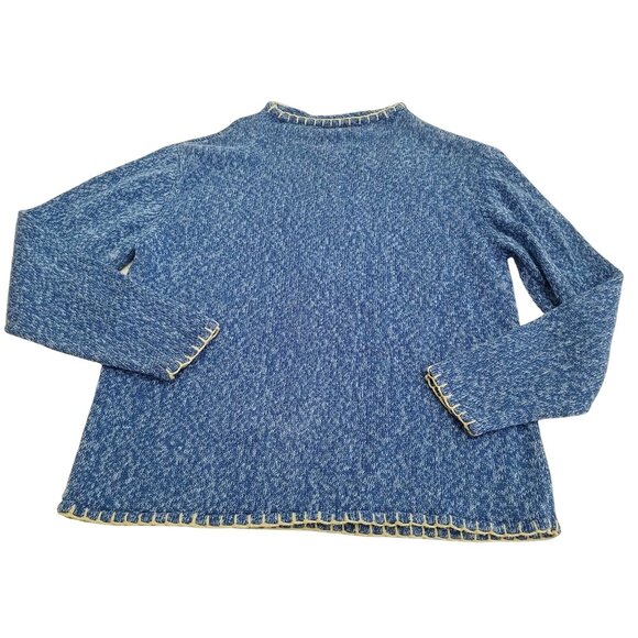 Celina Yang Designs Sweater W/ Leaf Motif Womens Large Blue Patchwork Style - Picture 10 of 11